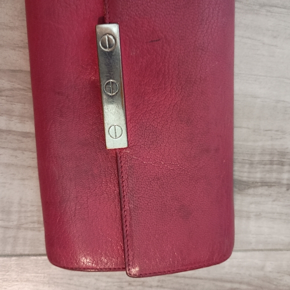 CARTIER VINTAGE LOVE SCREW EMBOSSED LEATHER LONG WALLET BIFOLD CC LOGO ROSE PINK - Picture 3 of 13
